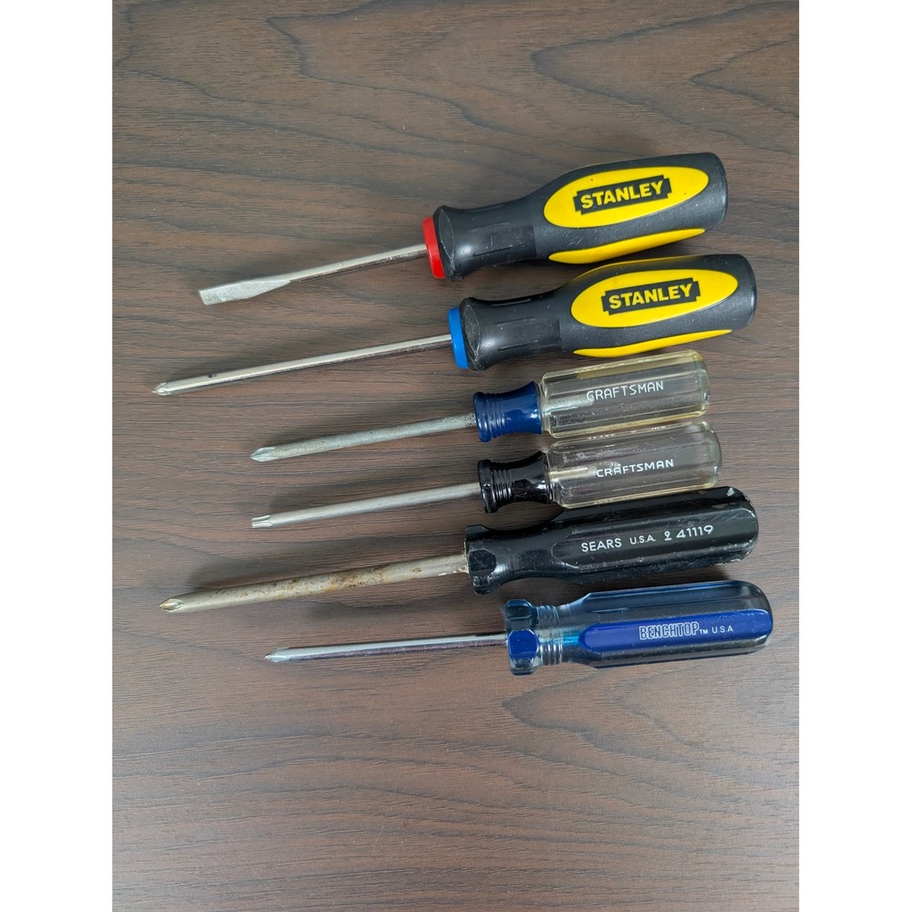 Stanley Craftsman Sears Screwdriver Set Mixed Lot 6pc Multi Color VTG
